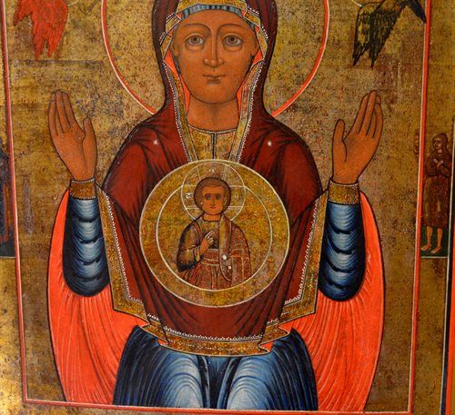 Antica icona russa raffigurante la "Madre di Dio del Segno"